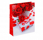 Пакет подарочный бумажный, 26x32x9 см, 4 дизайна, Розы LADECOR 507-161 