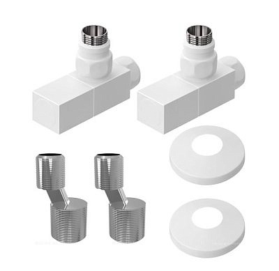 Комплект подключения для полотенцесушителя Lemark с квадратными вентилями, белый LM03412SW