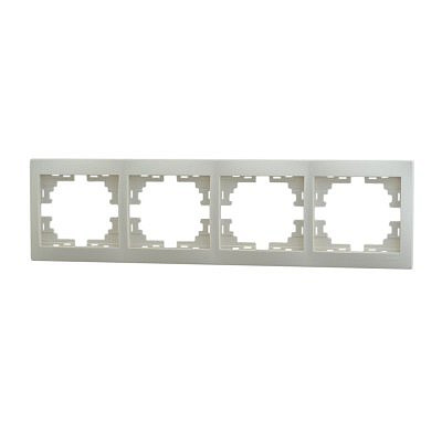 Рамка 4 места , горизонтальная , кремовый  Мира 701-0300-149