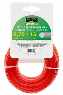Леска ф 2.7 мм х 15 м кругл. сеч. STARTUL GARDEN ST6053-27
