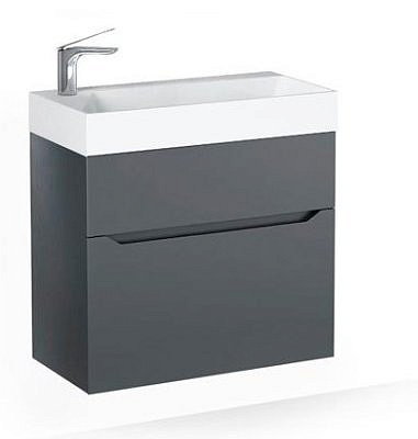 Тумба Raval Brik 55 подвесная Антрацит с раковиной Slim Синерджи 55 /RAVAL/