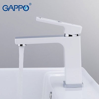 Смеситель для раковины Gappo G1017-8 белый хром
