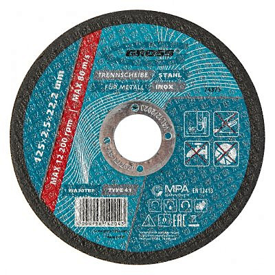 Круг отрезной по металлу 125*2,5*22,2мм Gross