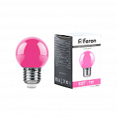 Лампа светодиодная Feron Е27 1ватт Белт Лайт G45 шар розовый 70х45 LB37 38123