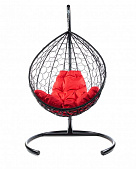 Подвесное кресло КАПЛЯ Ротанг (ЧЕРНЫЙ),подушка красная