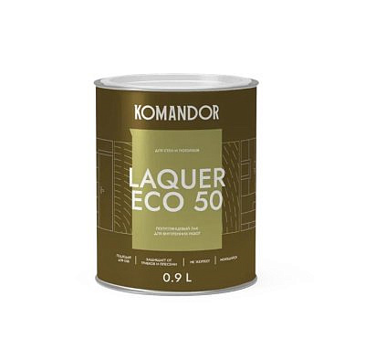 Лак KOMANDOR "Laquer Eco 50" для стен и потолков полуглянцевый 0,9л 271048
