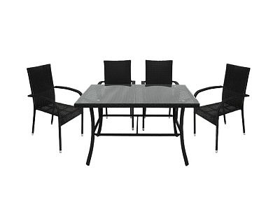 Набор мебели Парис черный, "Garden story" (стол 80х120х70 +4стула без подушек) GS013/GS017