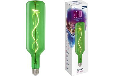 Светодиодная лампа Uniel 5W/SOHO/E27/CW зеленая колба 80*310 GLS77GR LED-SF21 UL-00007627