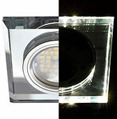 Светильник Ecola GX53-H4 LD5311 стекло, Квадрат с подсветкой 4К , скошенный край  Хром-Хром зеркальный 38x120 