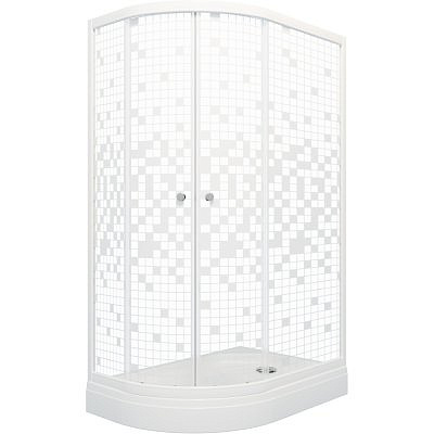 Душевое ограждение Triton Коралл 120*80 А,низкий поддон,1/4 круга белый, стекло Мозаика, правая