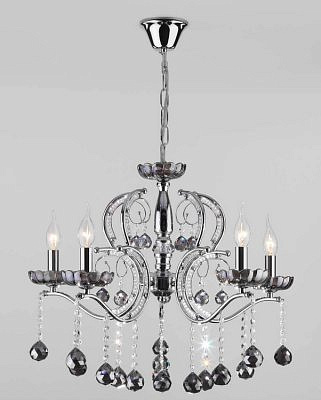 Люстра подвесная Eurosvet 10107/5 хром дымчатый хрусталь Strotskis