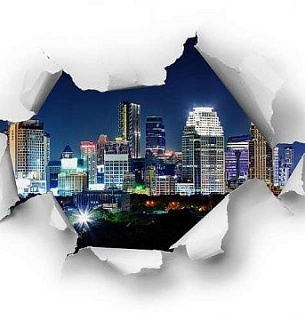 Фотообои D-054 Город по ту сторону (холст) 300х270 см