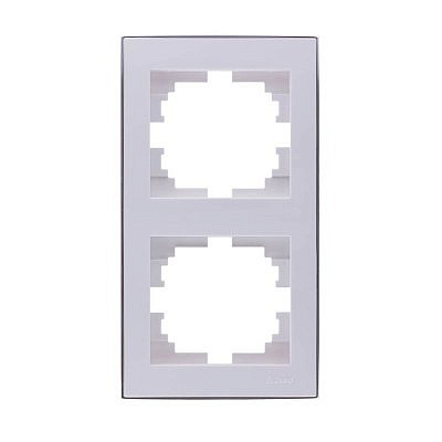 Рамка 2 места , вертикальная , белая с боковой вставкой , хром 703-0225-152