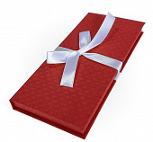 Подарочная коробка ДЛЯ ДЕНЕГ с бантом,тиснение РОМБ- крупный, 172х83х16,красный (прямоугольник, 172x83x16, тисненая бумага, ромб крупный , красный , белая лента, ПК, 60)