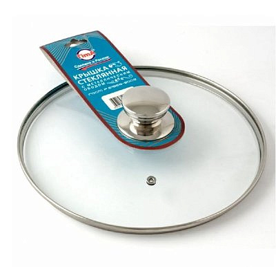 Крышка стекл.с круглой НЖС ручкой с метал/обод 26см TimA  5726