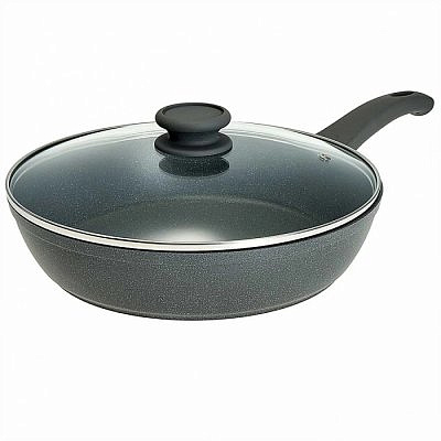 Сковорода ГРАНИТ 28см антиприг.покрытие и стекл.крышкой Гардарика 1228-06-10