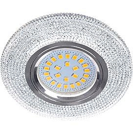 Светильник Ecola встроеный искристый с подсветкой 4К  LD7069 MR16 GU5.3  "Модерн" прозрачный/хром 25х95 