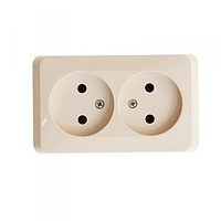 Розетка 2-м ОП 16А б/з кремовая SchE PA16-005К
