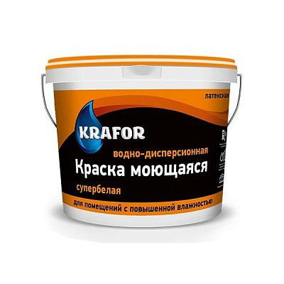 Краска в/д интерьерная моющая супербелая 14кг(оранж.)