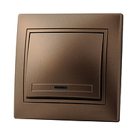 Переключатель 1 - клавиша с подсветкой , световой , коричневый перламутр 701-3131-111  СП Мира