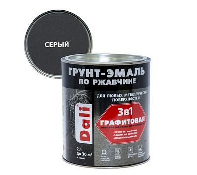 Грунт-эмаль по ржавчине Dali 3 в 1 Серый графит 2л(RAL 7024)