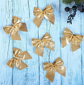 Украшение ёлочное "Бантик" (набор 12 шт) 5 см, золото 700850