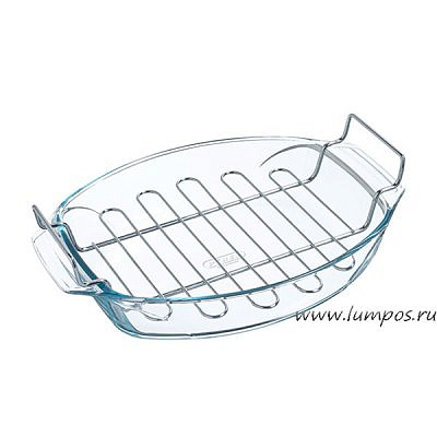 Блюдо  Pyrex Irresistible 39*27см овальное с решеткой