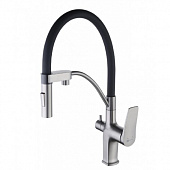 Смеситель для кухни Lemark LM3761GM Bronx с гибким изливом,с подключением к фильтру графит 