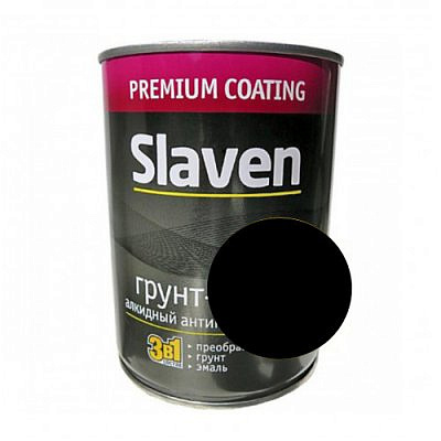 Грунт-эмаль по ржавчине Slaven  3в1 чёрный 1,1кг