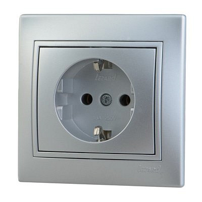 Розетка 701-1010-122 1 гн керамика с/з металлик серый Мира