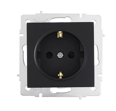 Розетка механизм 1ая с/з + защитные шторки черный бархат 742-4288-124_В