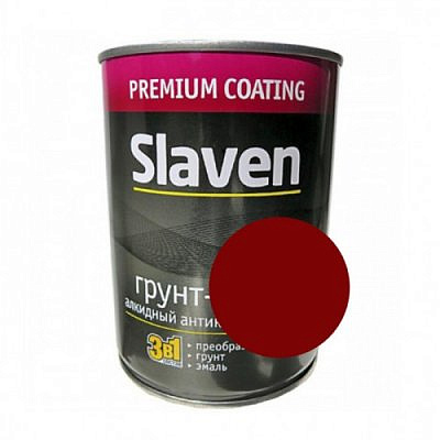 Грунт-эмаль по ржавчине Slaven  3в1 красно-коричневый 1,1кг