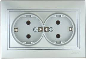 Розетка 701-1010-127 2гн керамика с/з метал.сер.вст. Мира
