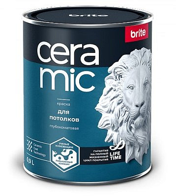 Краска в/д BRITE CERAMIC для потолков База А, 0,9л