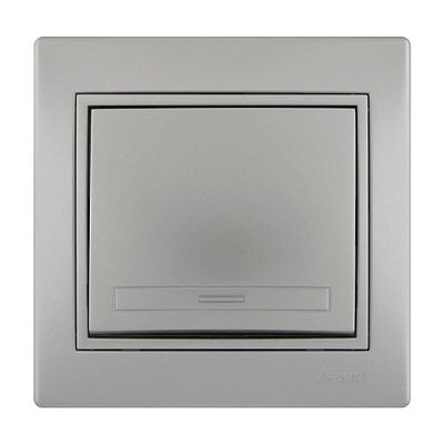 Переключатель 1-клавиша металлик серебро со вставкой  01-1010-100 Мира