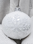 Шар "Снежинка бисерная", белая 80 мм., в подарочной упаковке КУ-80-224024/1