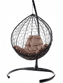 Подвесное кресло КАПЛЯ Ротанг (ЧЕРНЫЙ),подушка коричневая