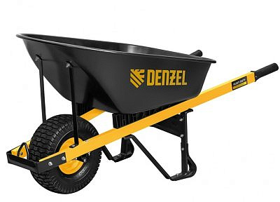 Тачка строительная, усиленная, объем 140 л, 230 кг, колесо 15х6.00-6// Denzel 68999