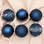 Набор шаров пластик d-8 см, 6 шт "Джейн холод" синий   6490386