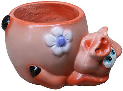 Садовая фигура Кашпо свинка полистоун 
