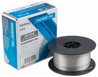 Проволока сварочная для нержавеющей стали Solaris ER 304 0,8мм катушка 1 кг 