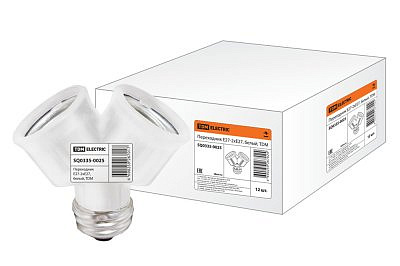 Переходник для цоколей с Е27 на 2 цоколя Е27 белый. 