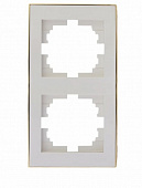 Рамка 2 места , вертикальная , белая/золото 703-0226-152 