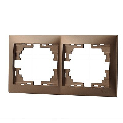 Рамка 2 места , горизонтальная , светло коричневый  Мира 701-3100-147