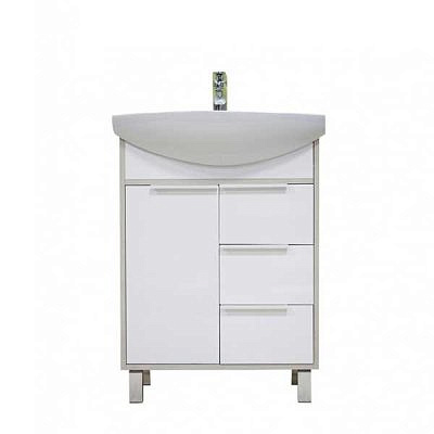 Тумба Акватон Рико 65 белый ясень фабрик с раковинй Смайл 65