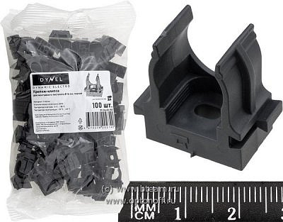 Крепеж клипса d=16мм под монтажный пистолет черная 100шт упак