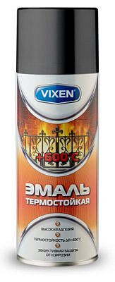 Эмаль термостойкая чёрная аэрозоль 520мл VIXEN