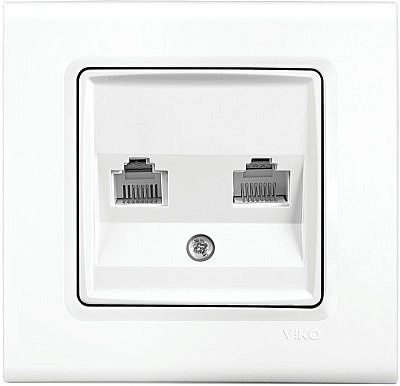 Розетка UNIVersal Олимп ОУ роз. комп.  2 мест. бел. (пластик. осн., RJ45) 1076