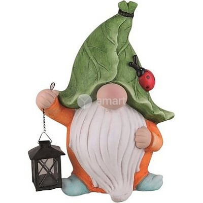 Садовая фигура Гном с божьей коровкой полистоун