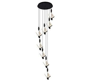 Люстра каскадная Баттерфляй 08444-8A,29 черный жемчуг d40 h250 Led 8*6W (4000K)